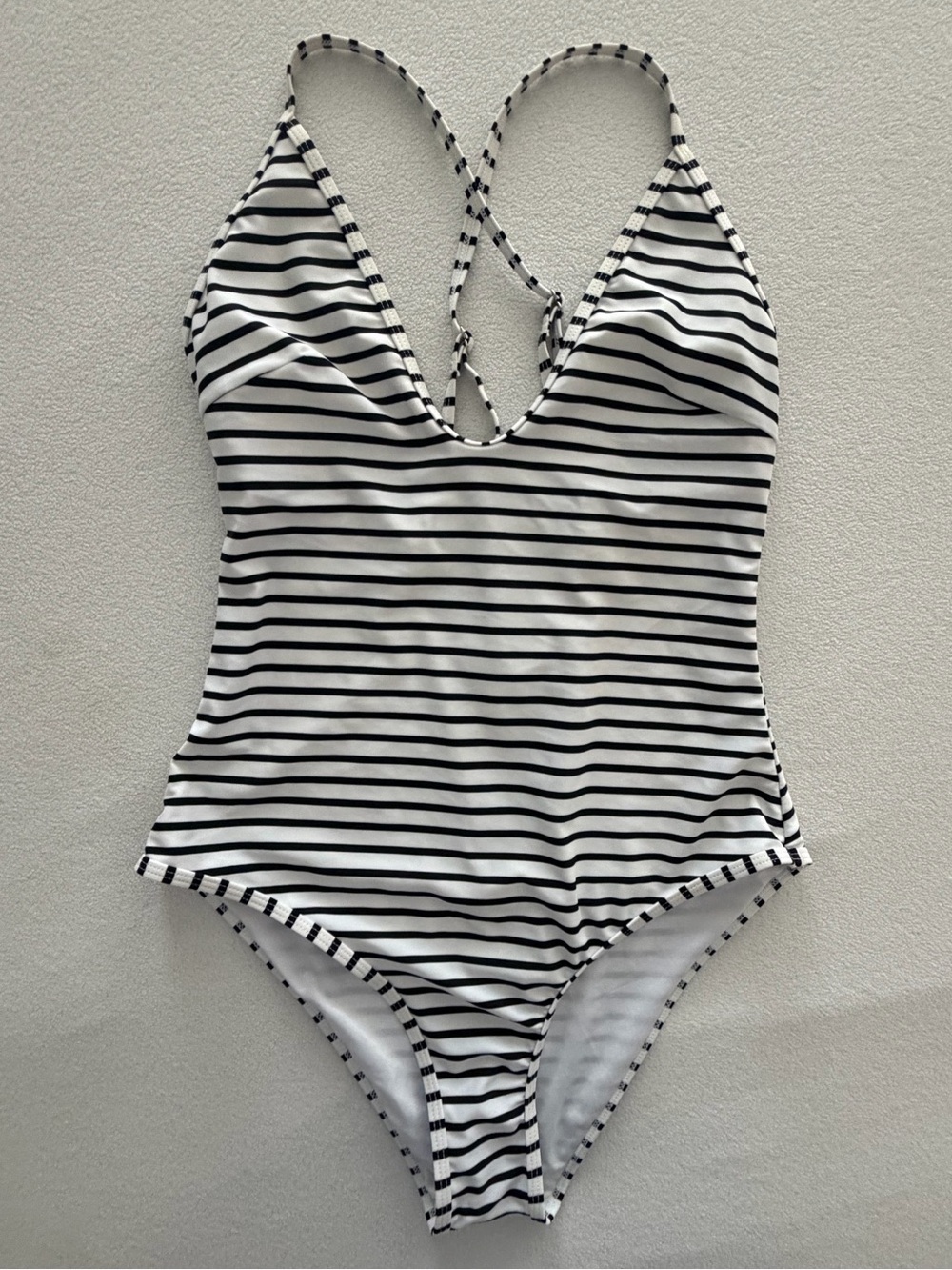 Women's Black & White Striped One-Piece Swimsuit